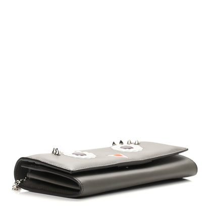 Fendi Vitello Century Lucido Hypnoteyes Studded Continental Wallet On Chain Carbone White Multicolor 3 of 8