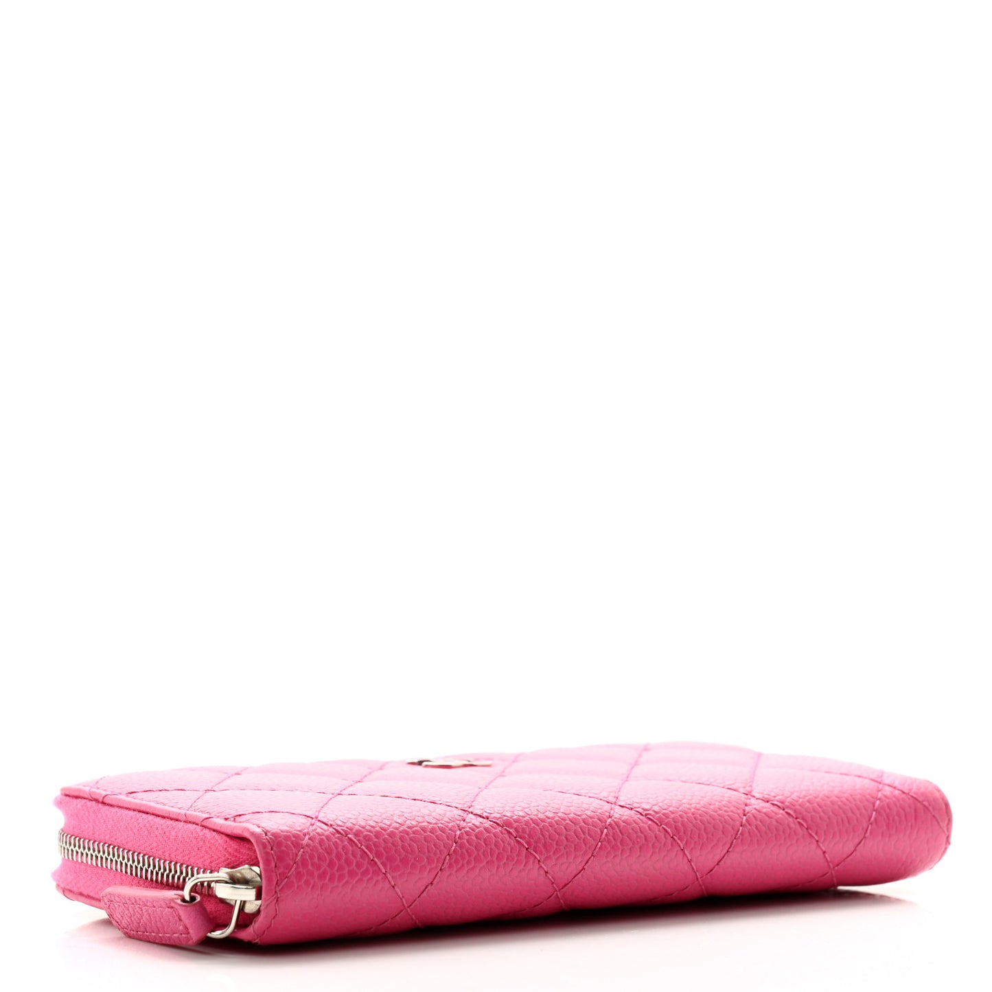 Caviar Quilted Small Zip Around Wallet Pink
