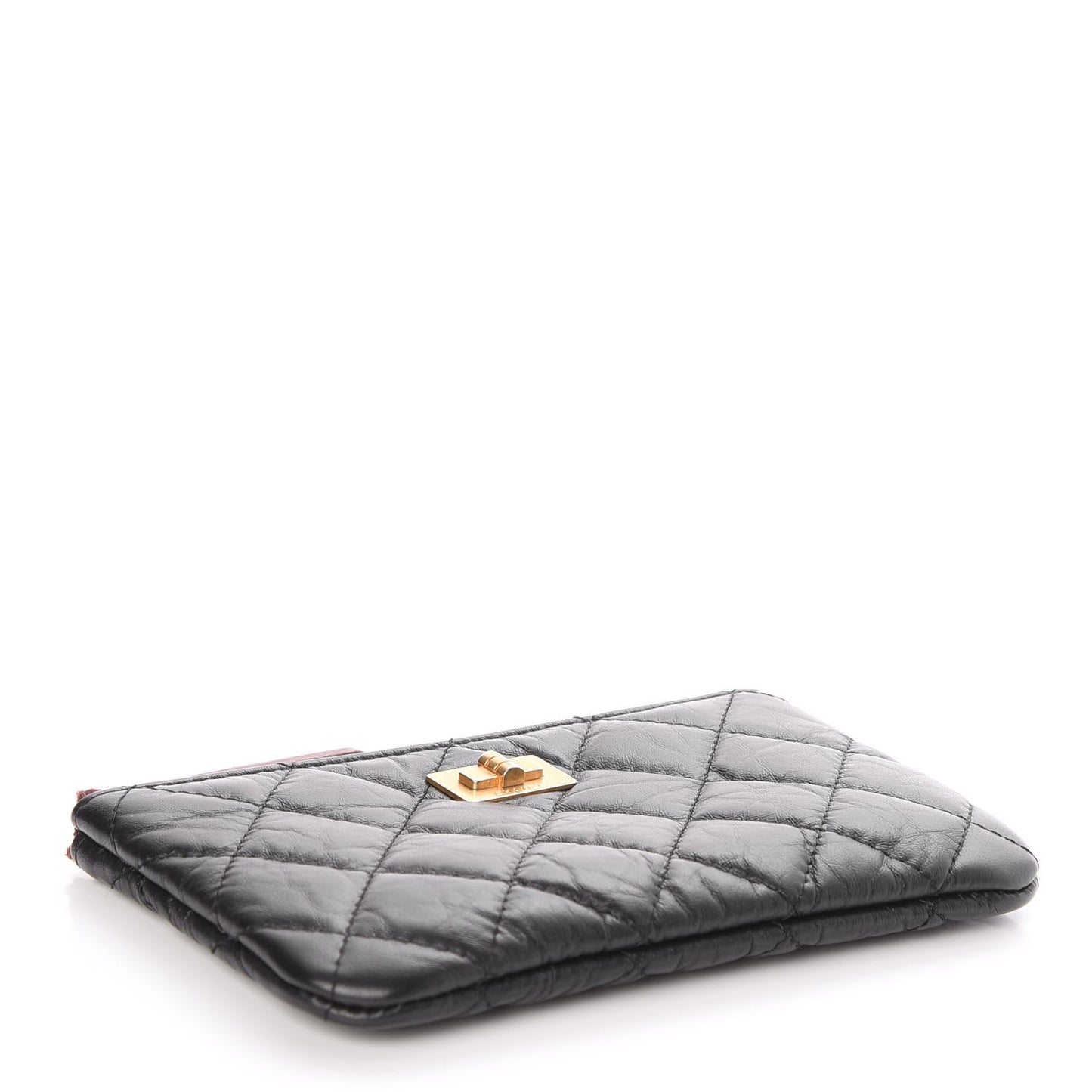 Aged Calfskin Quilted Small Reissue Cosmetic Case Black