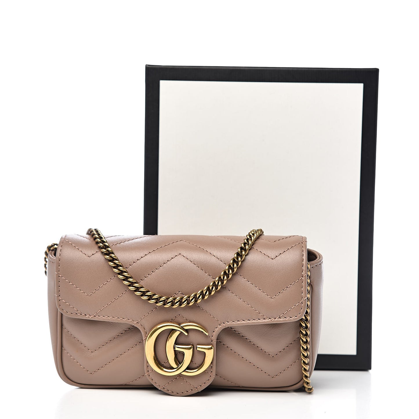 Calfskin Matelasse Super Mini GG Marmont Shoulder Bag Porcelain Rose