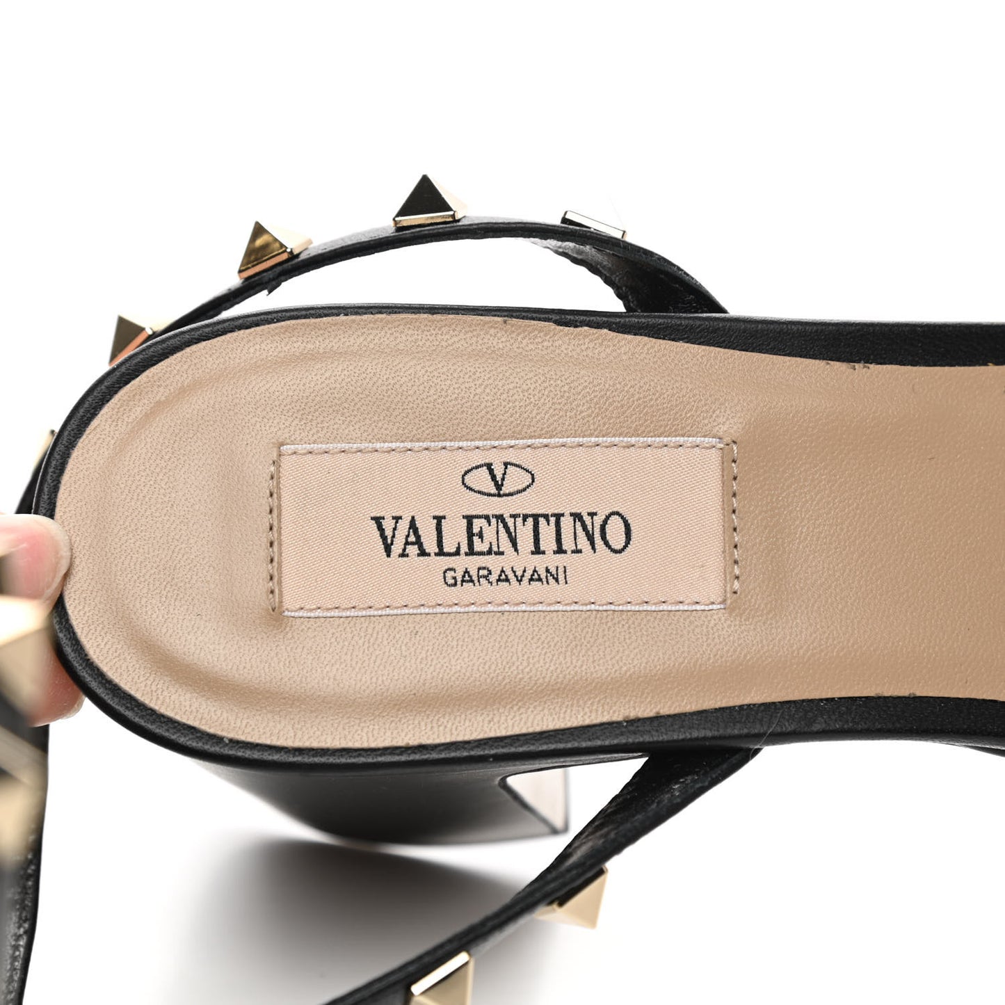Calfskin Nappa Rockstud 35/75mm Platform Sandals 39 Black