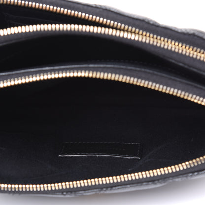 Saint Laurent Grained Lambskin Quilted Mini Becky Double Zip Bag Black 4 of 12
