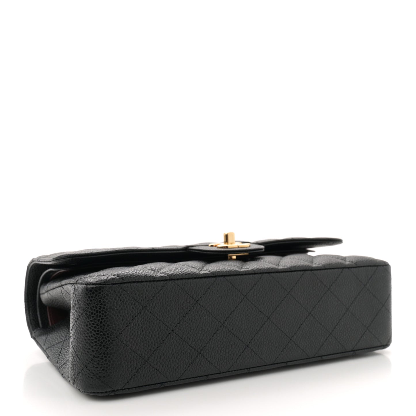 Caviar Quilted Medium Double Flap Black