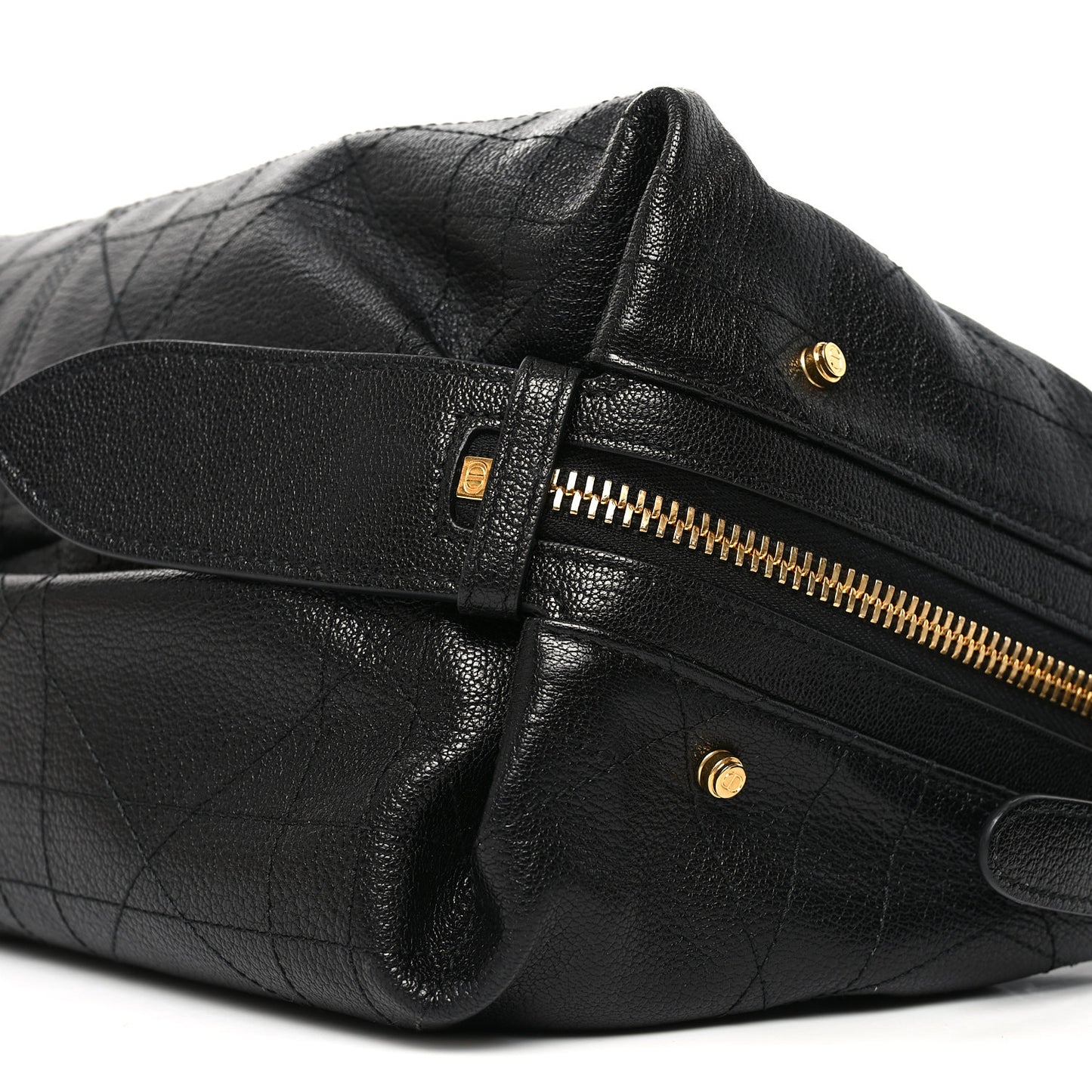 Shiny Grained Calfskin Macrocannage Medium D-Journey Bag Black