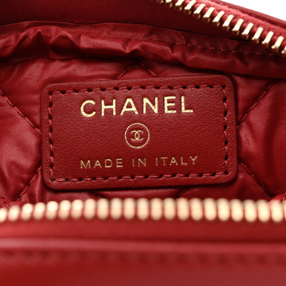 Chanel Lambskin Quilted Small Curvy Pouch Cosmetic Case Red 7 of 10