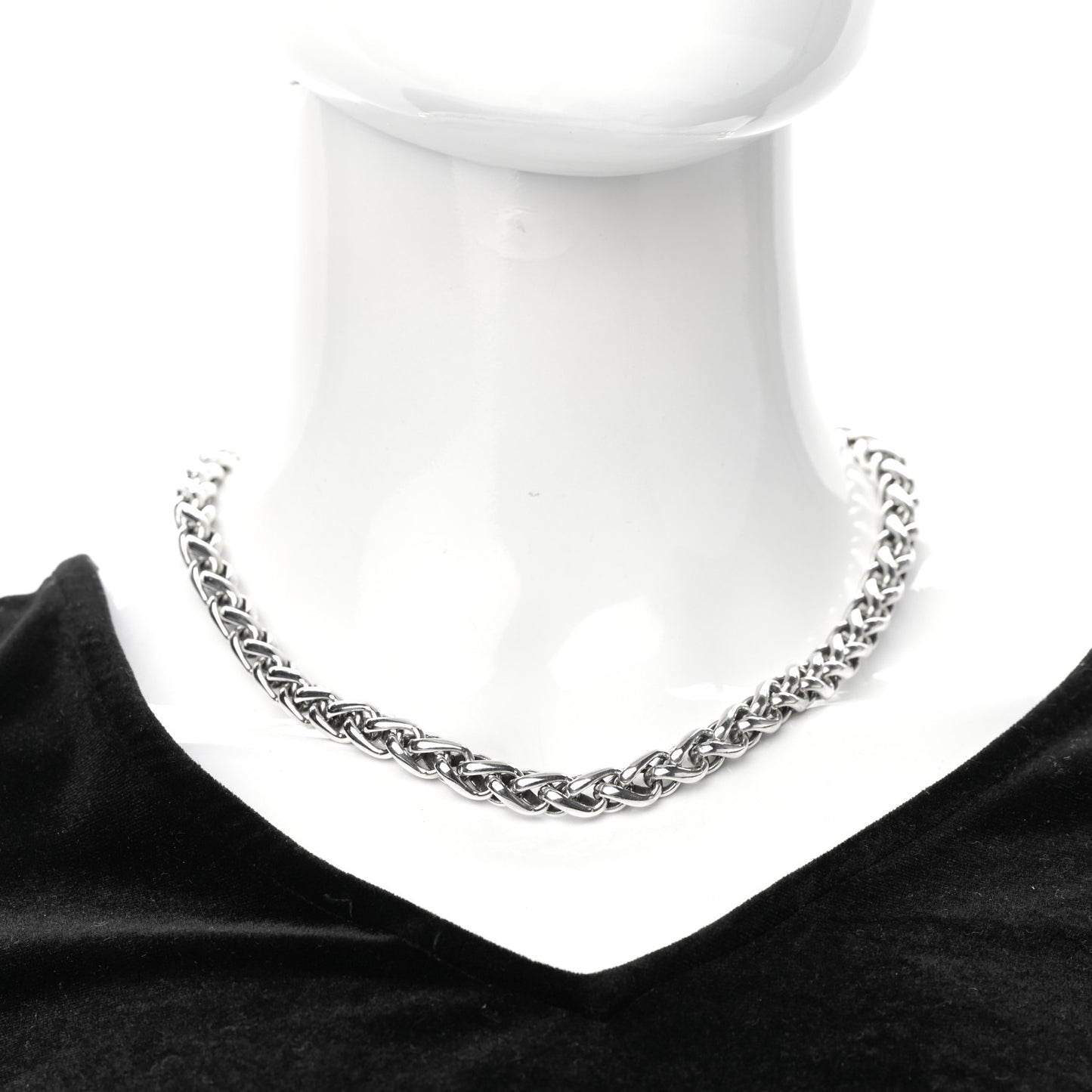 Sterling Silver 14K Yellow Gold 8mm Wheat Chain Necklace