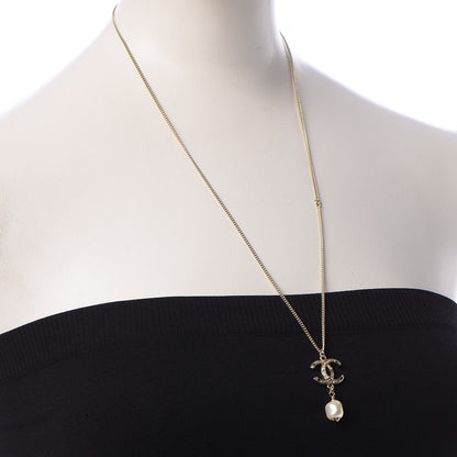 Chanel Pearl CC Drop Necklace Black Gold 2 of 6