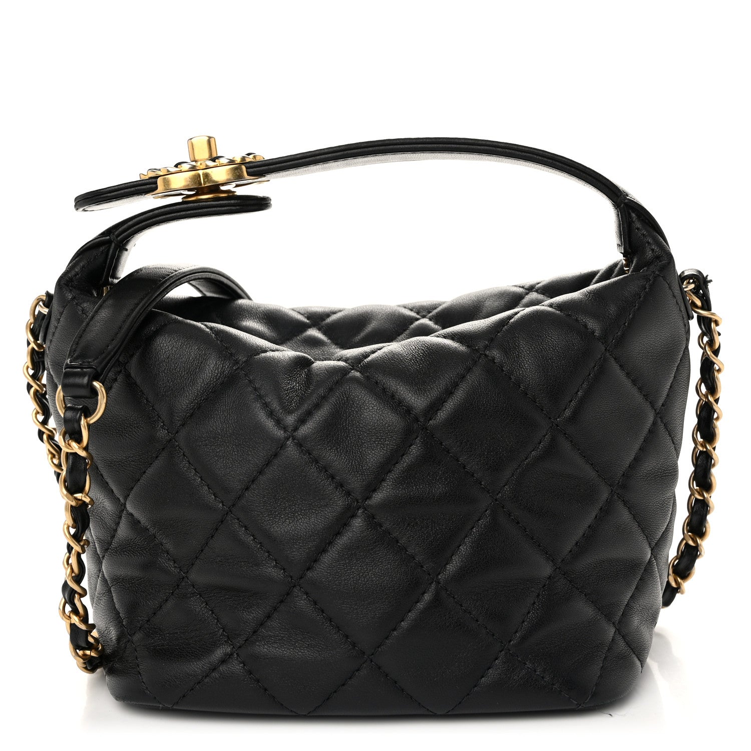Chanel Lambskin Quilted Small Perfect Meeting Hobo Black 1 of 12