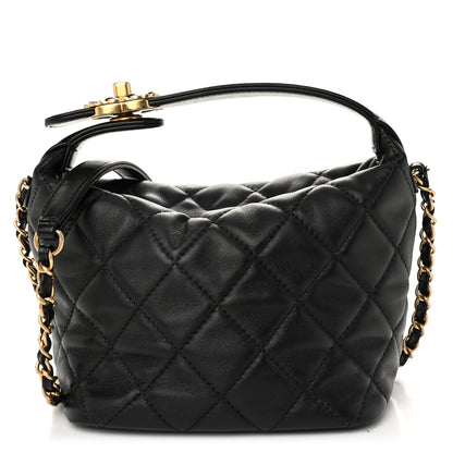 Chanel Lambskin Quilted Small Perfect Meeting Hobo Black 1 of 12