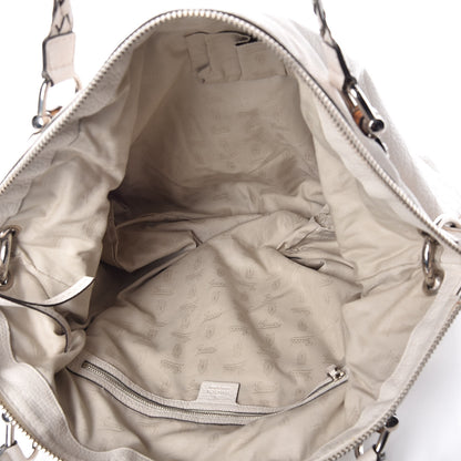 Gucci Pebbled Calfskin Large Bamboo Bar Tassel Shoulder Bag White 7 of 17