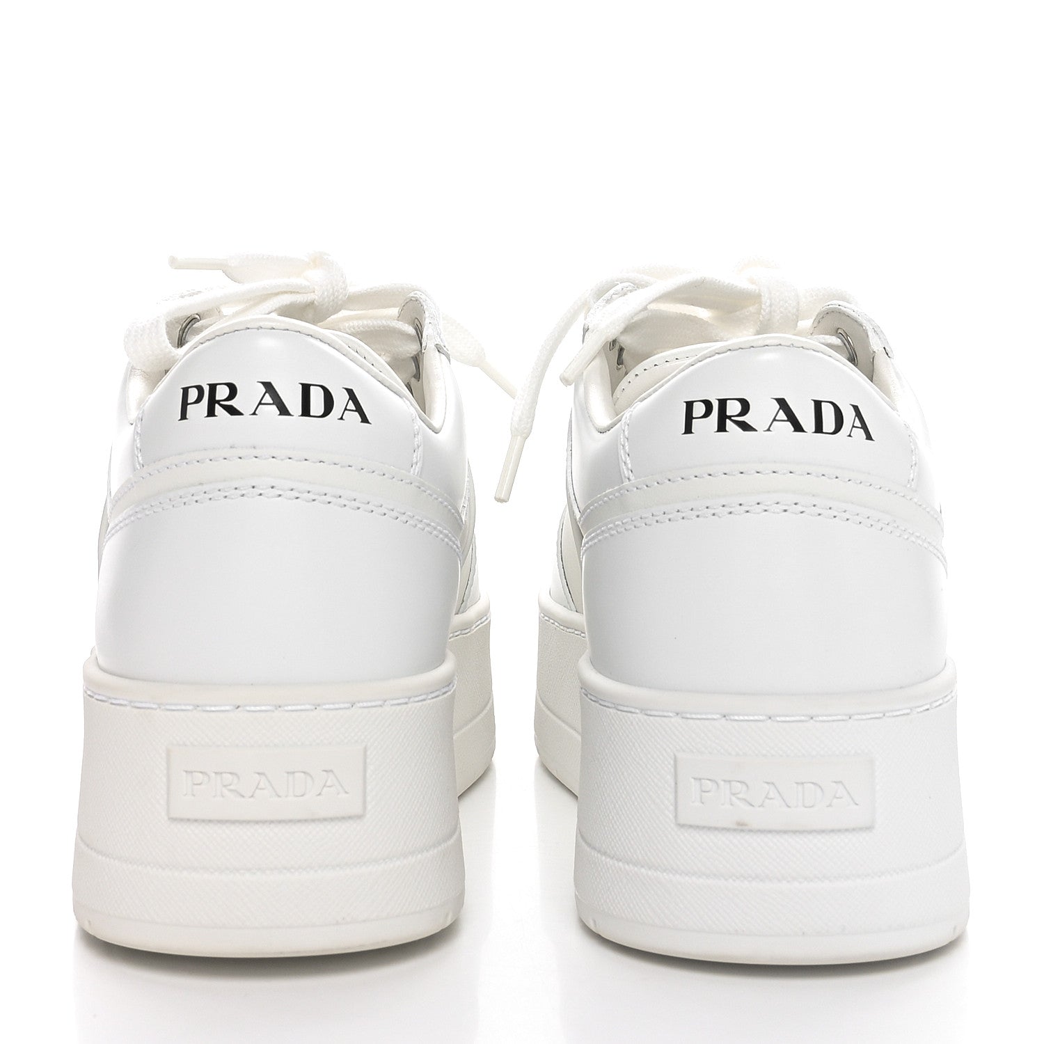 Prada Vitello Rois Triangle Womens Downtown Platform Low Top Sneakers 40 White 8 of 9