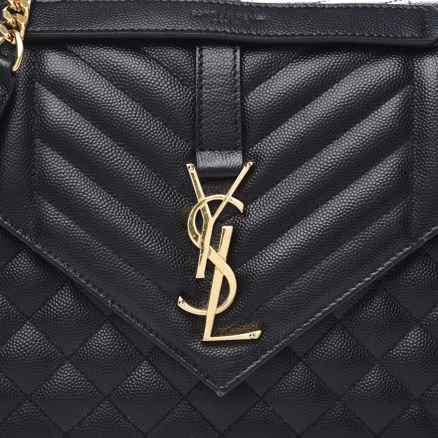 Saint Laurent Grain De Poudre Textured Mixed Matelasse Triquilt Medium Monogram Satchel Black 9 of 10