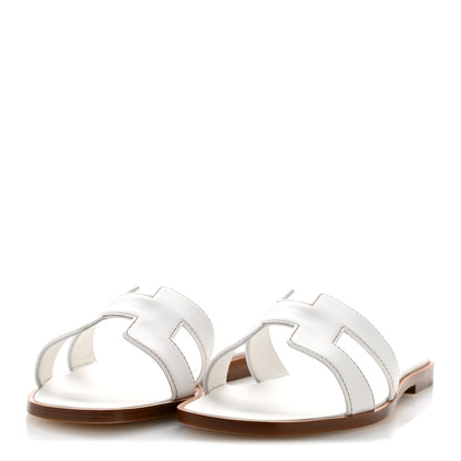 Hermes Box Calfskin Oran Sandals 36 White 4 of 10
