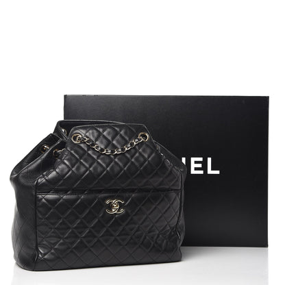 Chanel Lambskin Quilted Large Drawstring Bag Black 13 of 13
