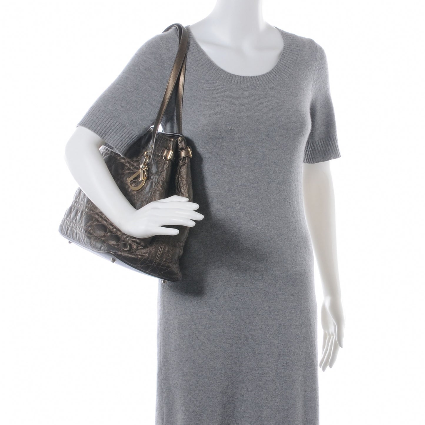 Coated Canvas Cannage Medium Panarea Tote Bronze
