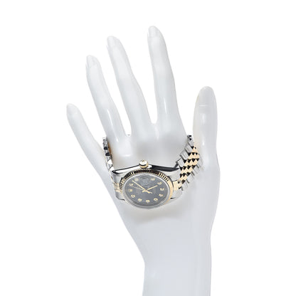 Rolex Stainless Steel 18K Yellow Gold Diamond 36mm Oyster Perpetual Datejust Watch Black 16013 2 of 7