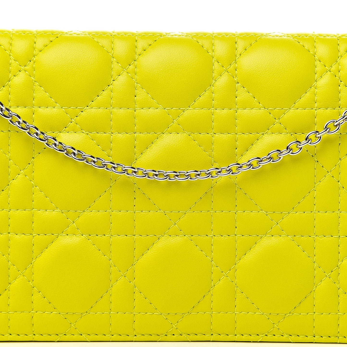 Lambskin Cannage Lady Dior Convertible Clutch Vert Acide