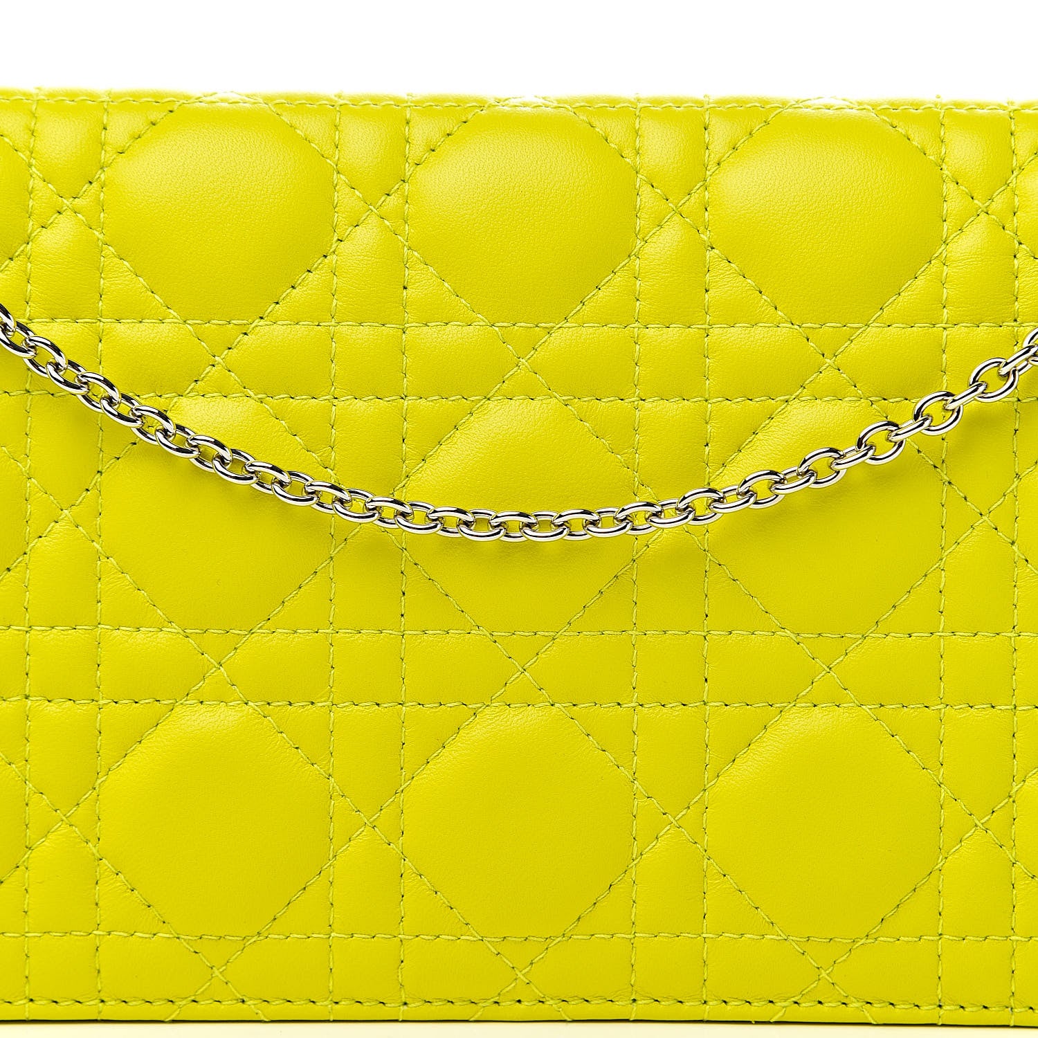 Christian Dior Lambskin Cannage Lady Dior Convertible Clutch Vert Acide 9 of 9
