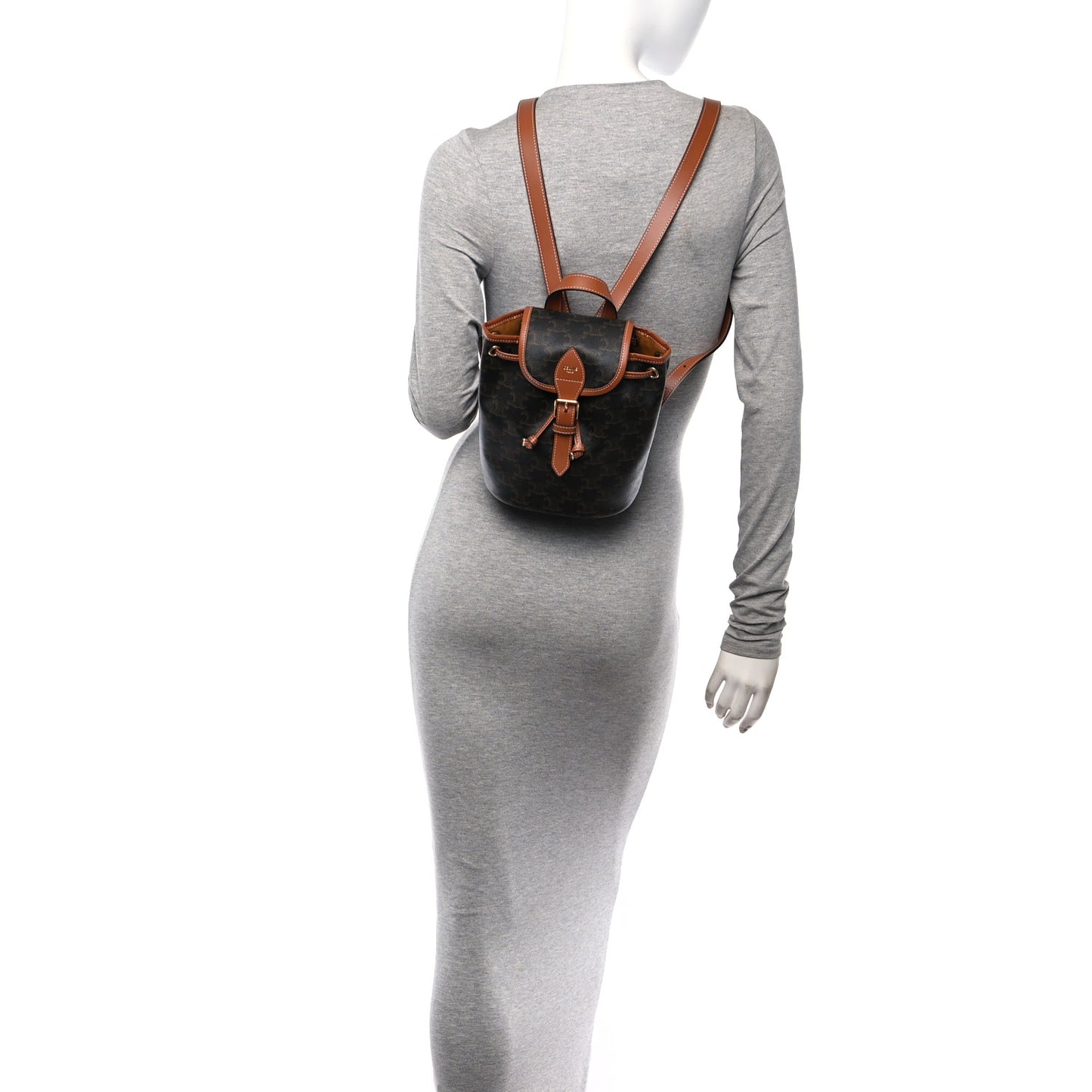 Triomphe Canvas Calfskin Mini Folco Backpack Tan