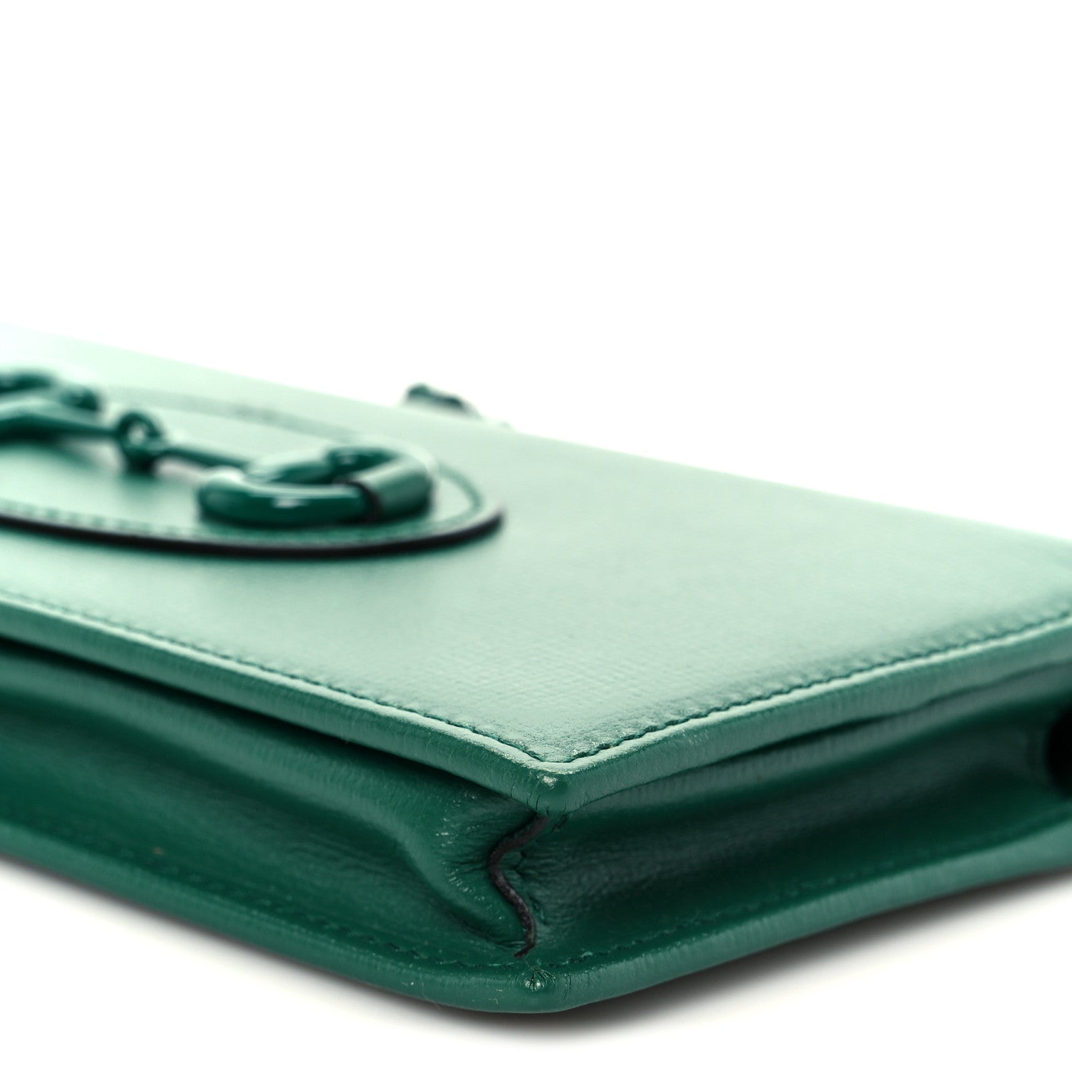 Gucci Azalea Calfskin Enamel Horsebit 1955 Wallet On Chain Emerald Green 18 of 19