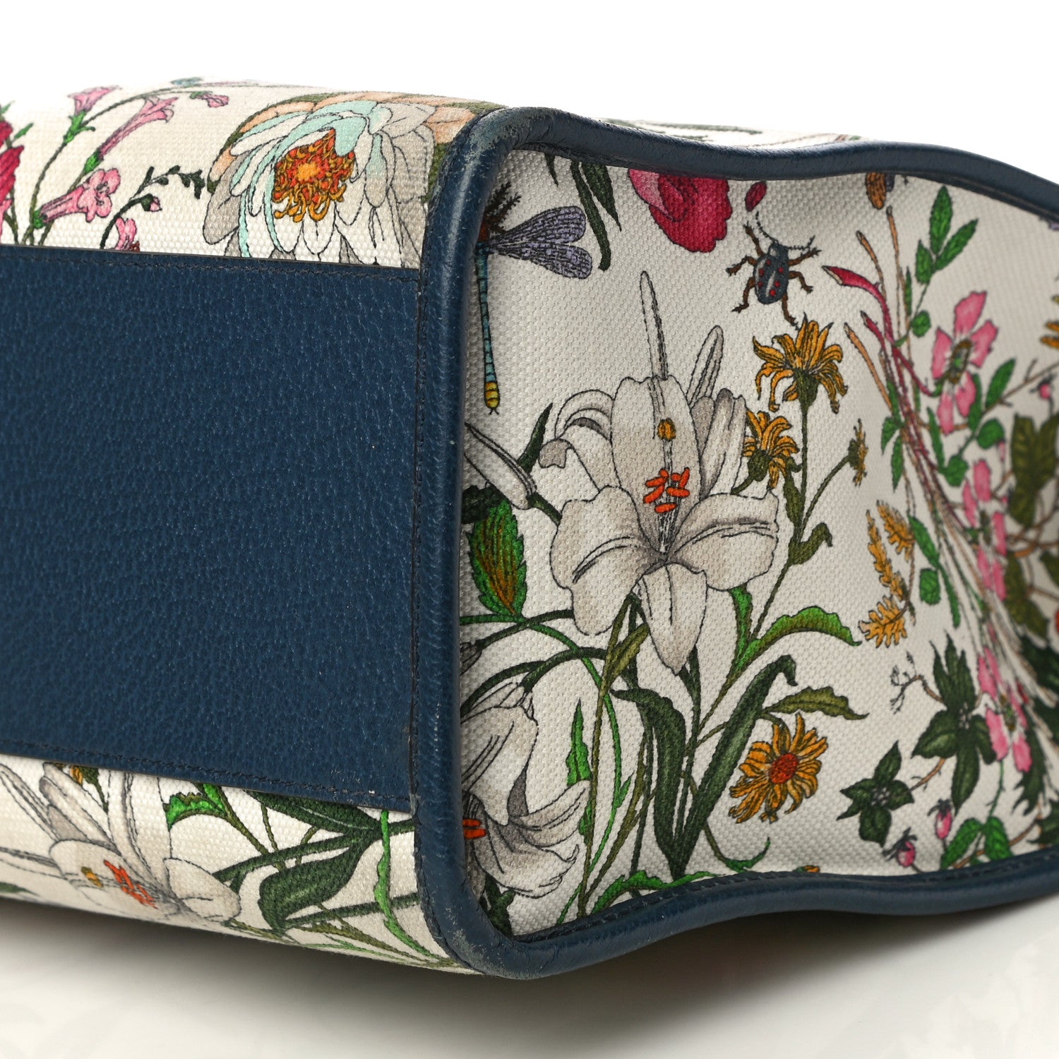 Gucci Canvas Large Flora Tote Navy Multicolor 11 of 19