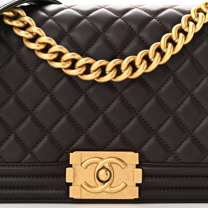 Chanel Calfskin Quilted Medium Boy Flap Dark Brown 8 of 11