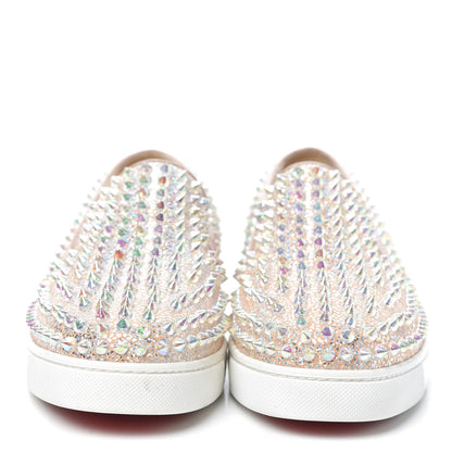 Christian Louboutin Glitter Spikes Womens Roller Boat Flat 39 Silver 2 of 7