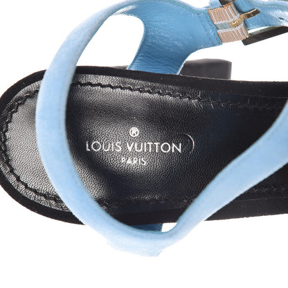 Louis Vuitton Suede Baby Goat Flamingo Sandals 41 Black Blue 7 of 9
