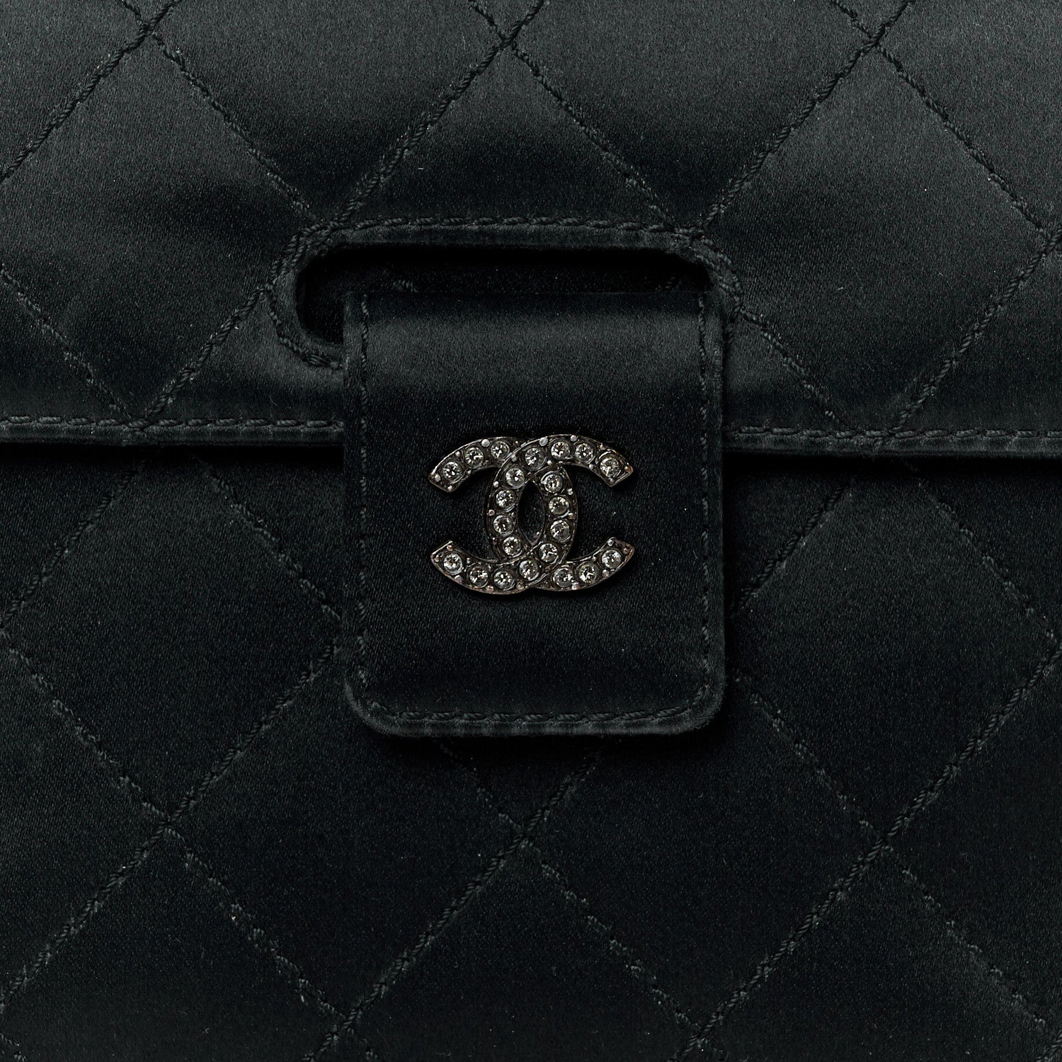 Chanel Satin Quilted Crystal CC Mini Square Flap Black 8 of 11
