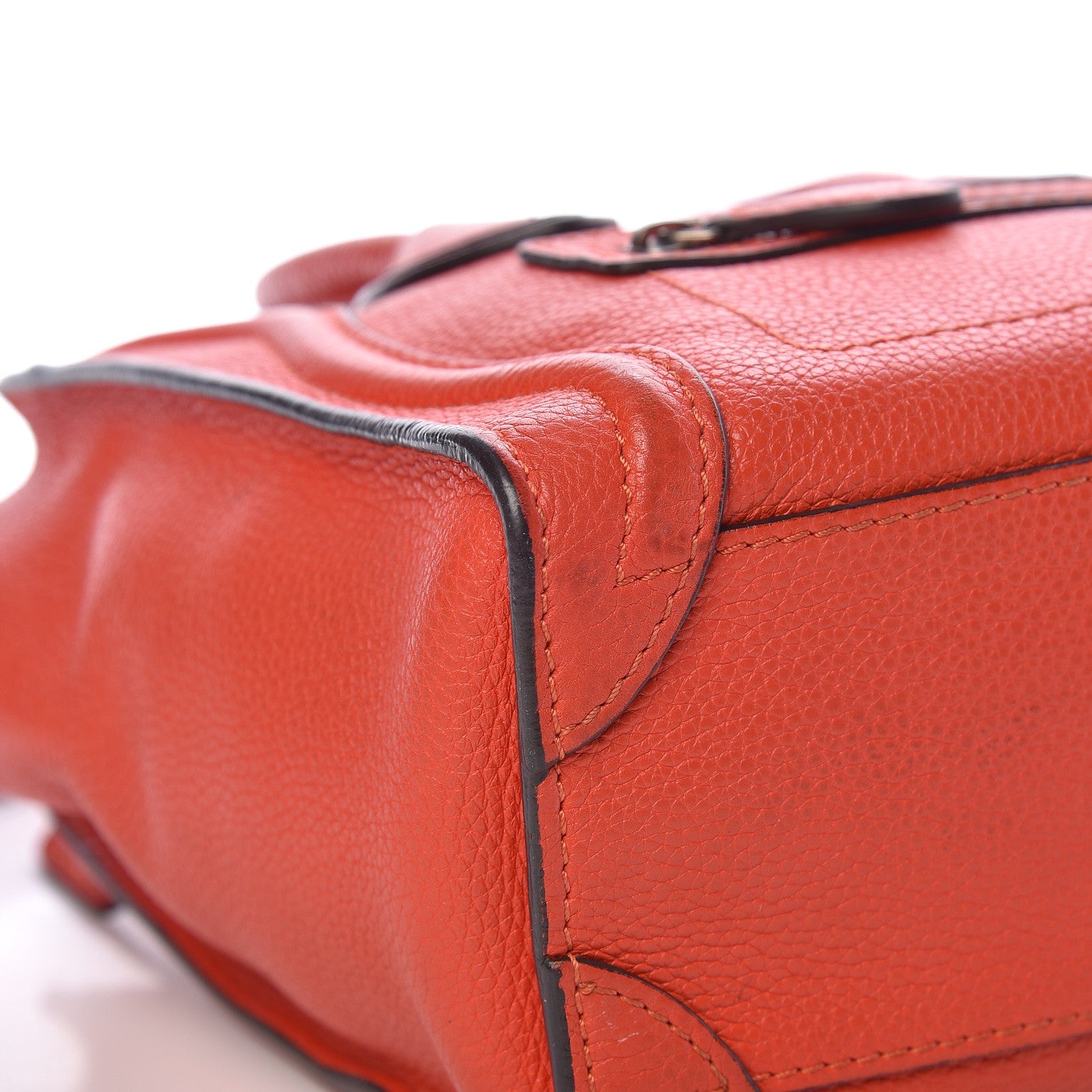 Celine Drummed Calfskin Nano Luggage Vermillion 12 of 15