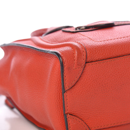 Celine Drummed Calfskin Nano Luggage Vermillion 12 of 15