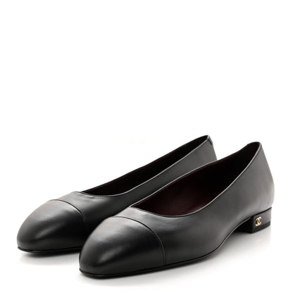 Chanel Lambskin Cap Toe Ballerina Flats 38.5 Black 3 of 8