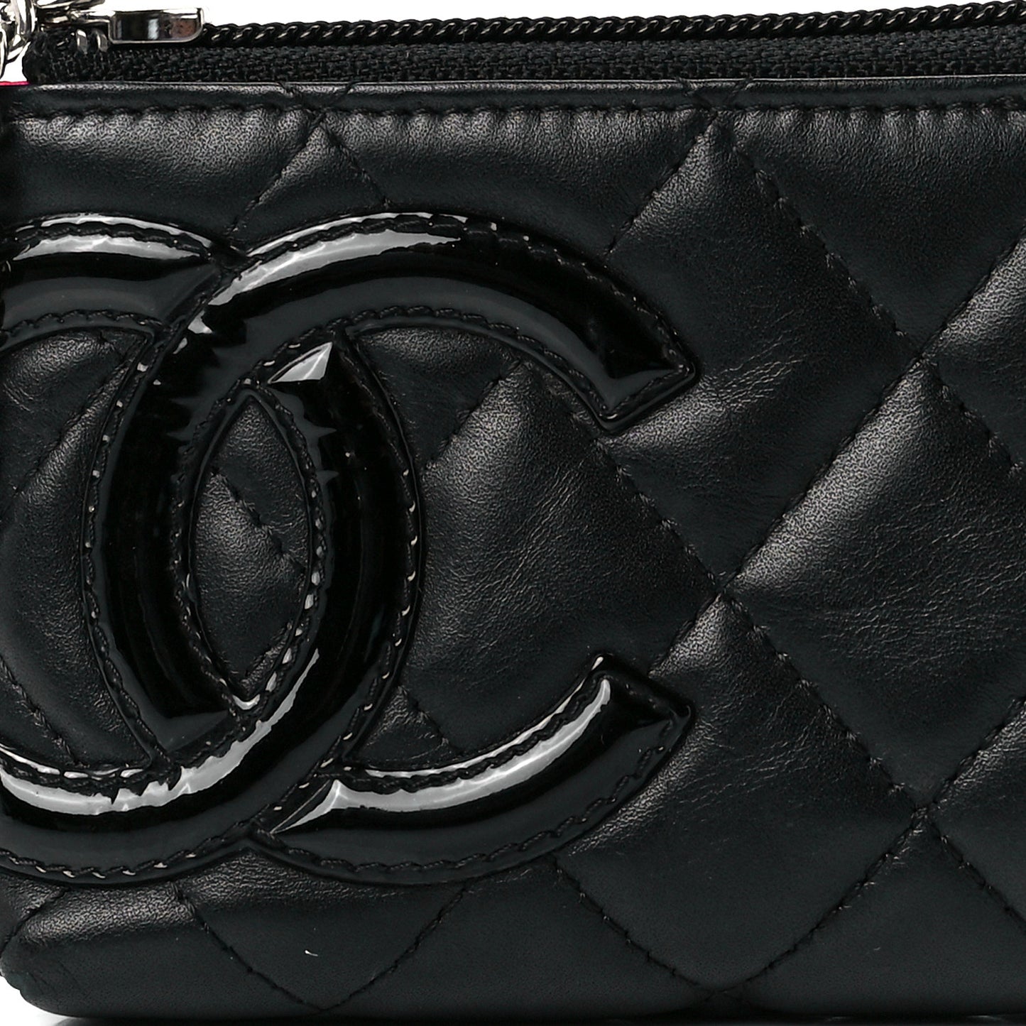 Calfskin Quilted Cambon Key Pouch Black