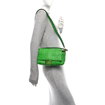 Fendi Nappa FF 1974 Embossed Baguette Tomatillo 2 of 11