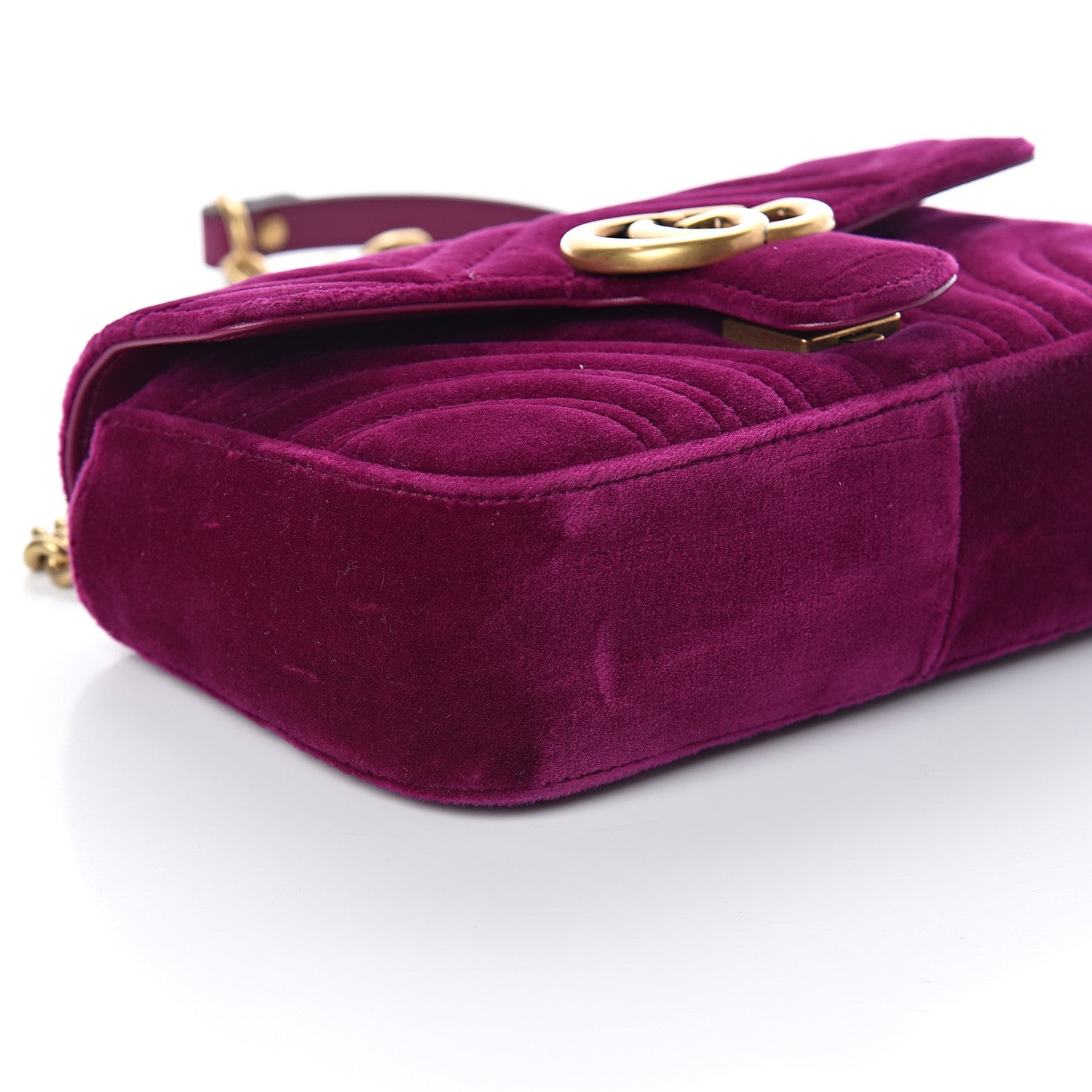 Gucci Velvet Matelasse Mini GG Marmont Shoulder Bag Fuchsia Violet Cyclamen 7 of 8