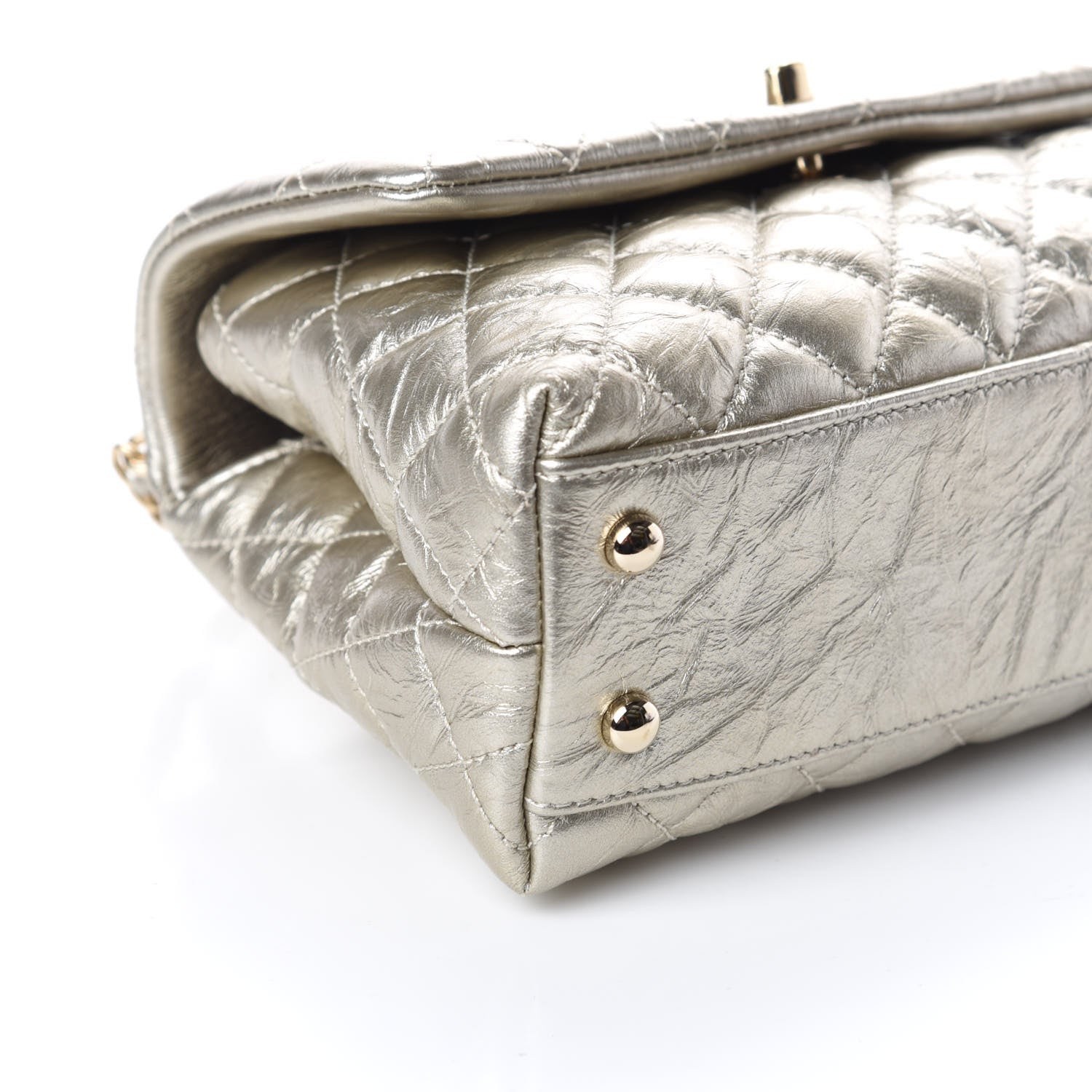 Chanel Metallic Aged Calfskin Quilted Mini Coco Handle Flap Silver 9 of 10
