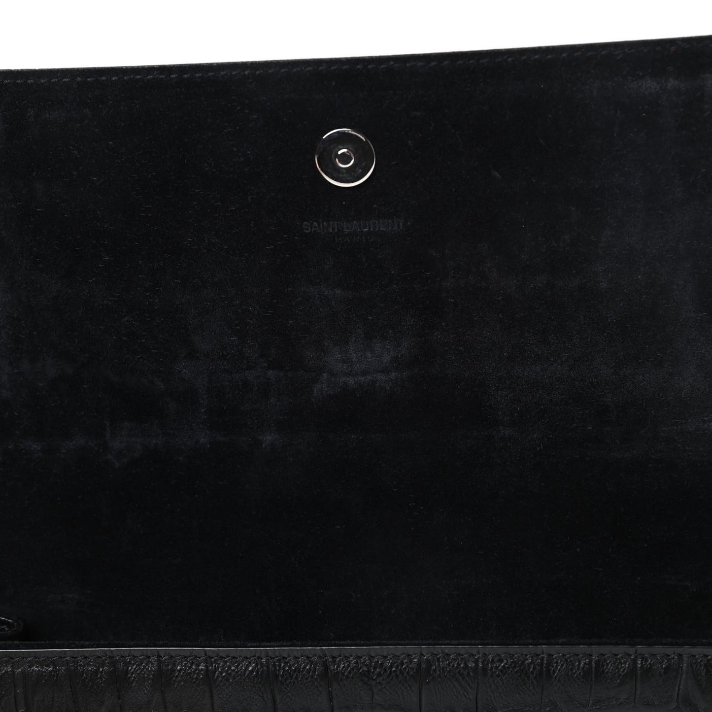 Calfskin Crocodile Embossed Classic Monogram Cassandre Clutch Black