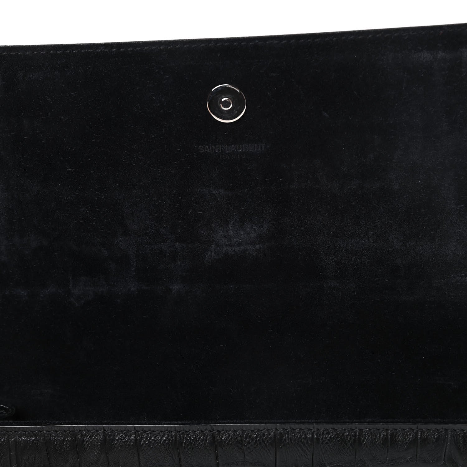 Saint Laurent Calfskin Crocodile Embossed Classic Monogram Cassandre Clutch Black 9 of 9