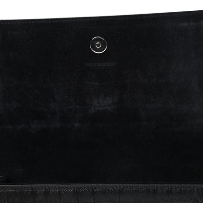 Saint Laurent Calfskin Crocodile Embossed Classic Monogram Cassandre Clutch Black 9 of 9