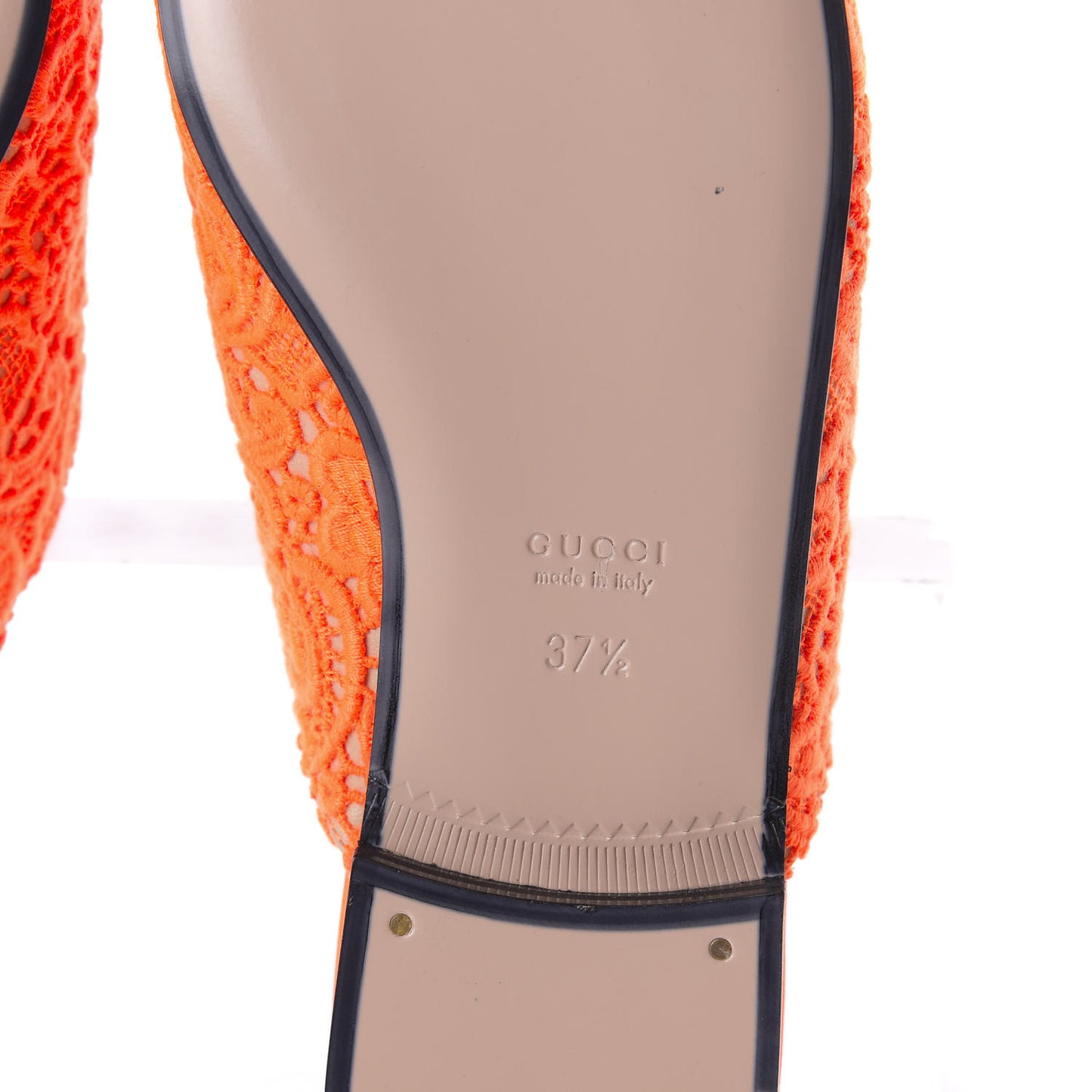 Lace Malaga Kid Womens Princetown Slippers 37.5 Orange Fluo Skin Rose