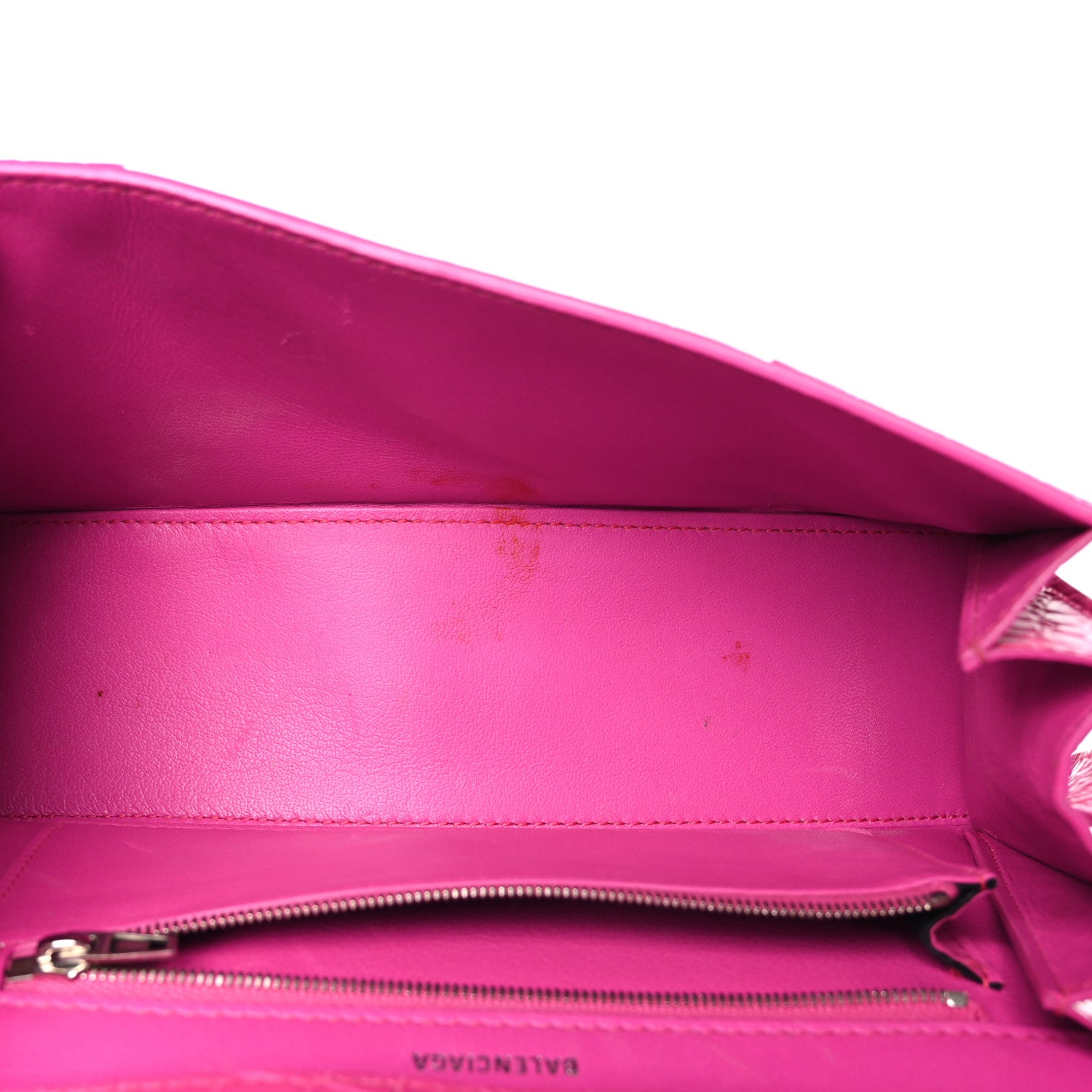 Balenciaga Shiny Calfskin Crocodile Embossed Small Hourglass Sling Shoulder Bag Fuchsia 5 of 15