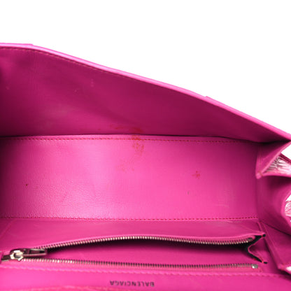 Balenciaga Shiny Calfskin Crocodile Embossed Small Hourglass Sling Shoulder Bag Fuchsia 5 of 15