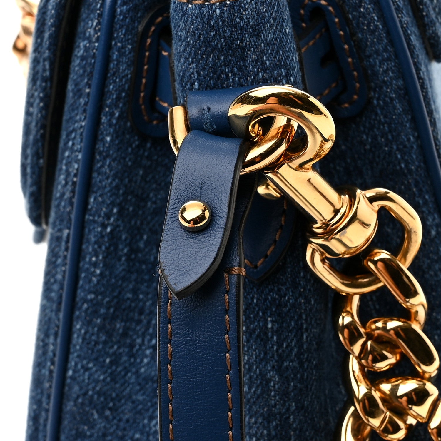 Versace Denim La Medusa Chain Tote Navy Blue 9 of 9