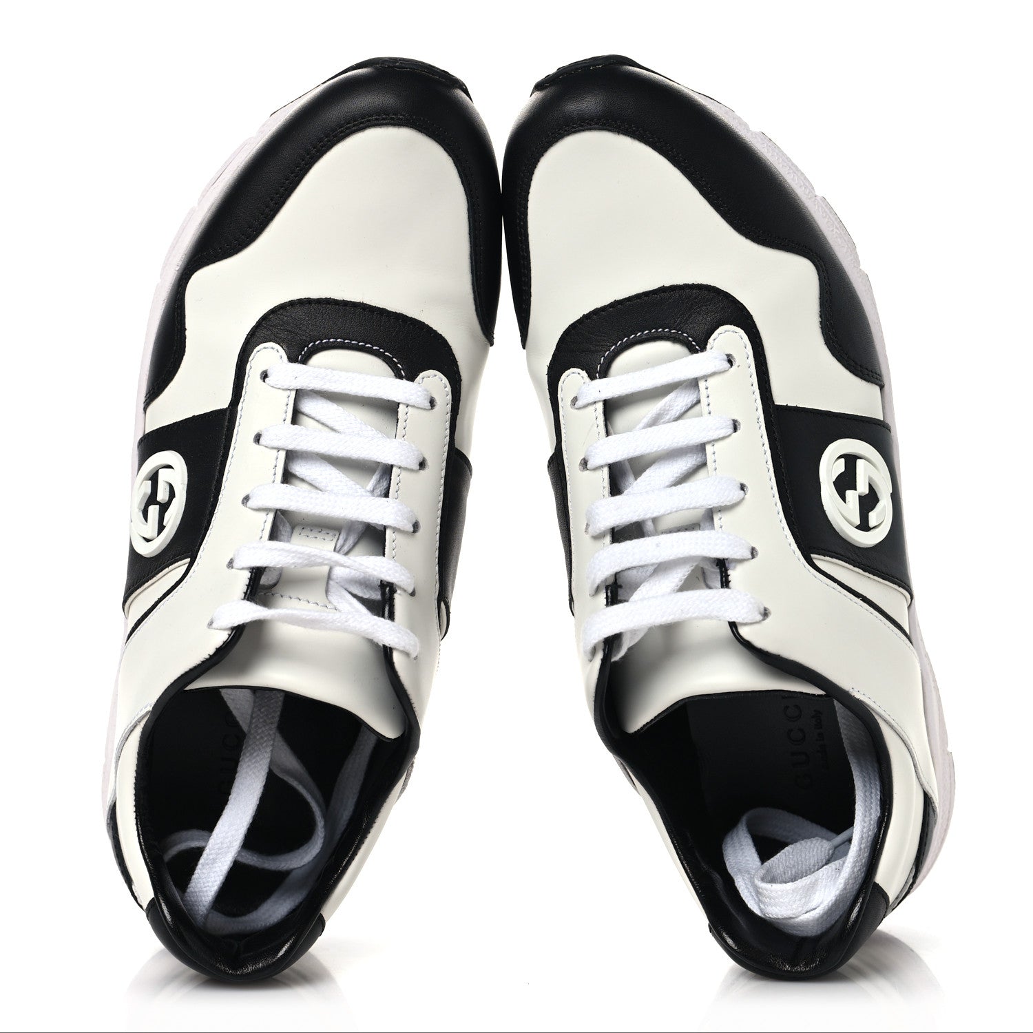 Gucci Calfskin Womens Interlocking G Sneakers 38 Black White 2 of 8