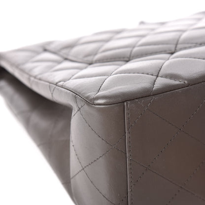 Chanel Lambskin Quilted Maxi Single Flap Dark Grey 14 of 15