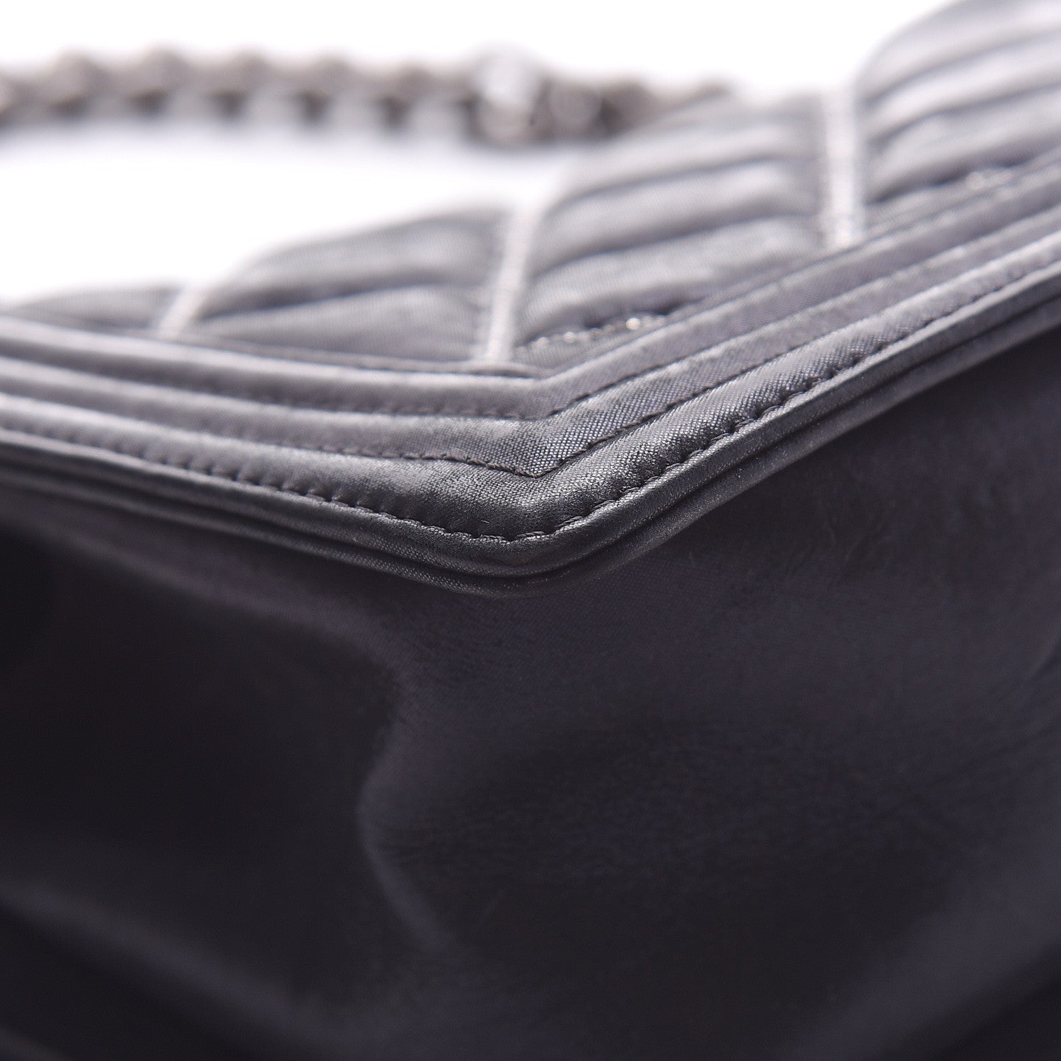 Chanel Iridescent Calfskin Embellished Double Stitch Medium Boy Flap Black 13 of 14