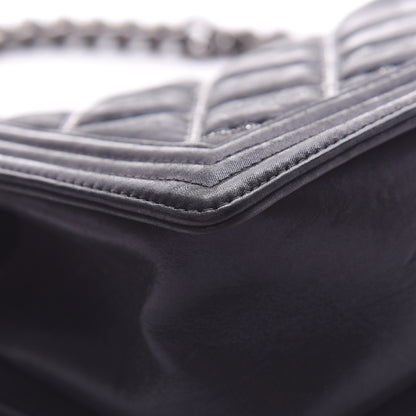Chanel Iridescent Calfskin Embellished Double Stitch Medium Boy Flap Black 13 of 14