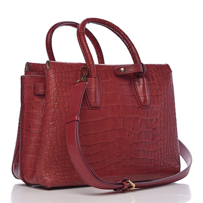 MCM Calfskin Crocodile Embossed Medium Milla Tote Ruby 3 of 8