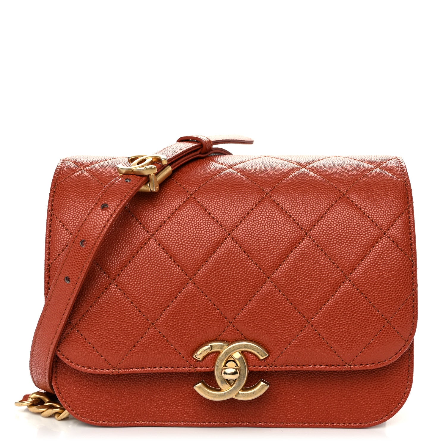 Chanel Caviar Mini Messenger Bag Brown 1 of 10