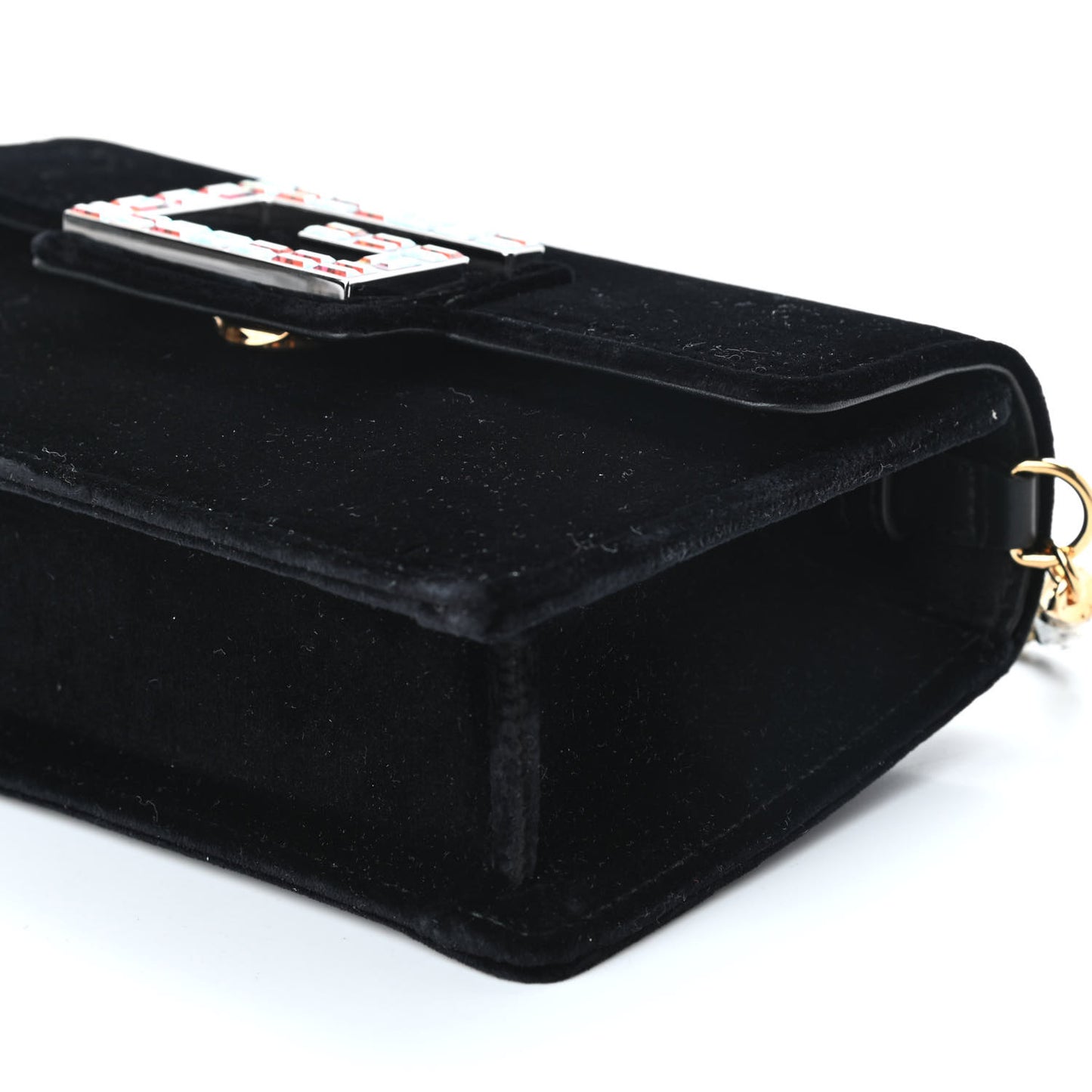 Velvet Crystal Square G Shoulder Bag Black